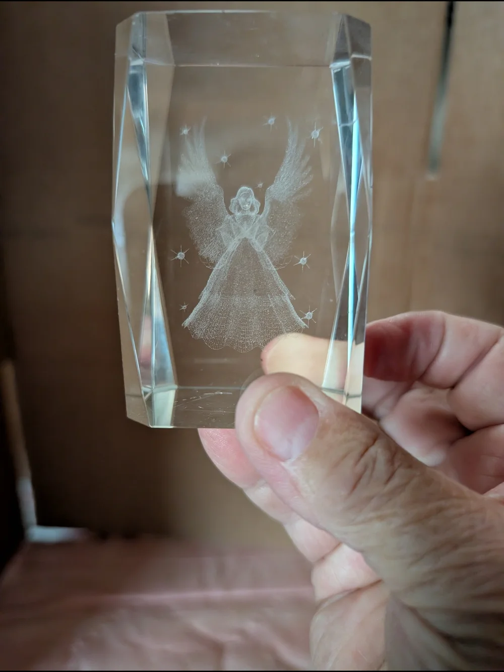 Angel Rectangular Crystal Paperweight
